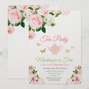 QUALQUER EVENTO - Convite de festas de chá floral