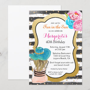 QUALQUER EVENTO - Convite Floral de Listra em Aqua