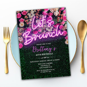 QUALQUER EVENTO - Convite Floral Neon Brunch