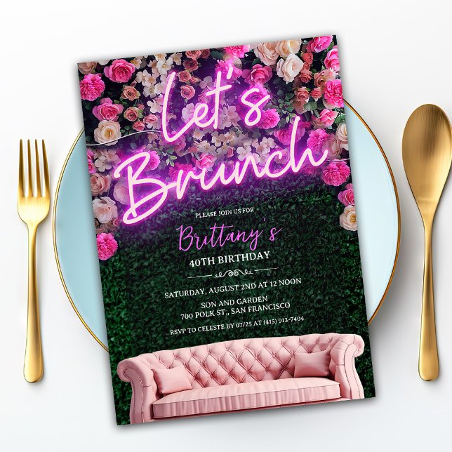 QUALQUER EVENTO - Convite Floral Neon Brunch (Criador carregado)