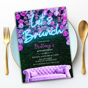 QUALQUER EVENTO - Convite Floral Neon Brunch