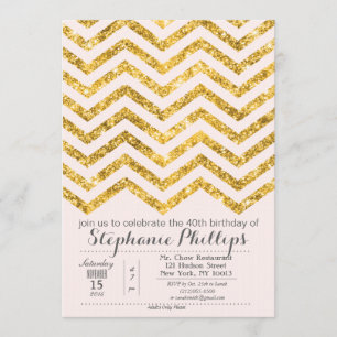 QUALQUER EVENTO - Convite Glitter Blush Dourado