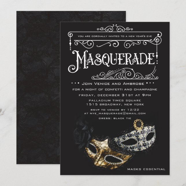 QUALQUER EVENTO - Convite para Festa à Fantasia (Frente/Verso)