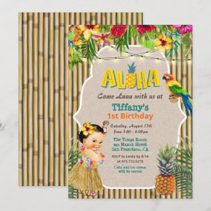 QUALQUER IDADE - Aloha Luau Convite de Aniversári