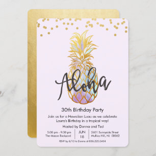 QUALQUER IDADE - Aniversário Aloha Luau Convite de