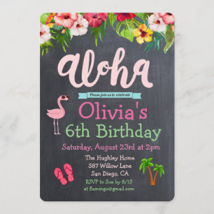 QUALQUER IDADE - Aniversário Aloha Luau Convite T