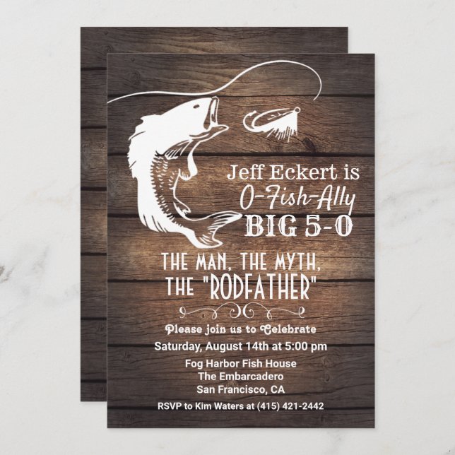 QUALQUER IDADE - Convite à Aniversário de Pesca (Frente/Verso)