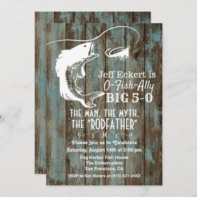 QUALQUER IDADE - Convite à Aniversário de Pesca (Frente/Verso)
