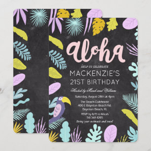 QUALQUER IDADE - Convite de Aniversário Aloha Palm