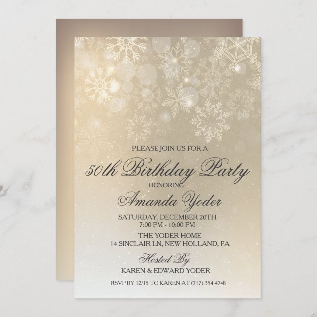 QUALQUER IDADE - Convite de Aniversário ao Floco d (Frente/Verso)