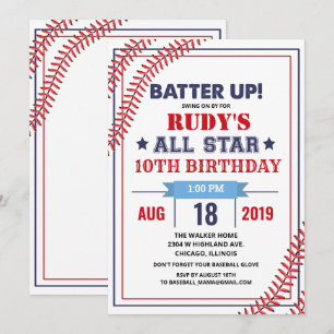 QUALQUER IDADE - Convite de Aniversário do Baseba