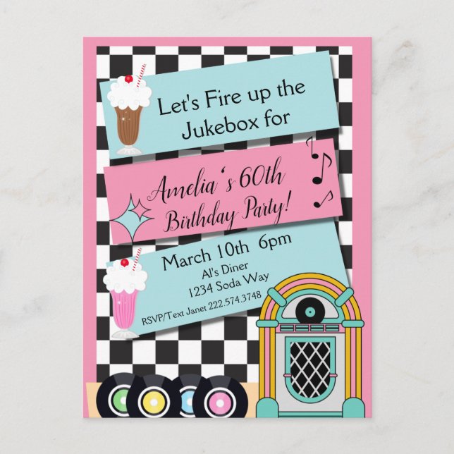 Qualquer Idade, Convite de Aniversário do Diner, d (Frente)