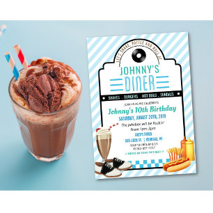 QUALQUER IDADE - Convite de Aniversário do Diner R