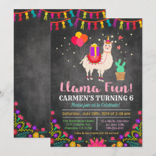 QUALQUER IDADE - Convite de Aniversário do Llama 