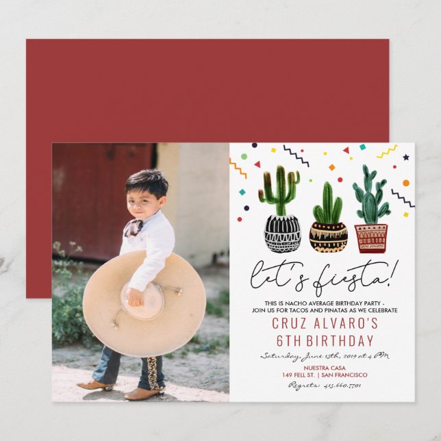 QUALQUER IDADE - Convite de Aniversário Fiesta Cac (Frente/Verso)