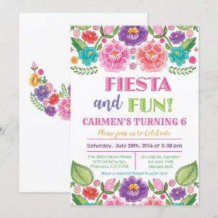 QUALQUER IDADE - Convite de Aniversário Fiesta Flo