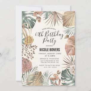 QUALQUER IDADE - Convite de Aniversário Floral Boh