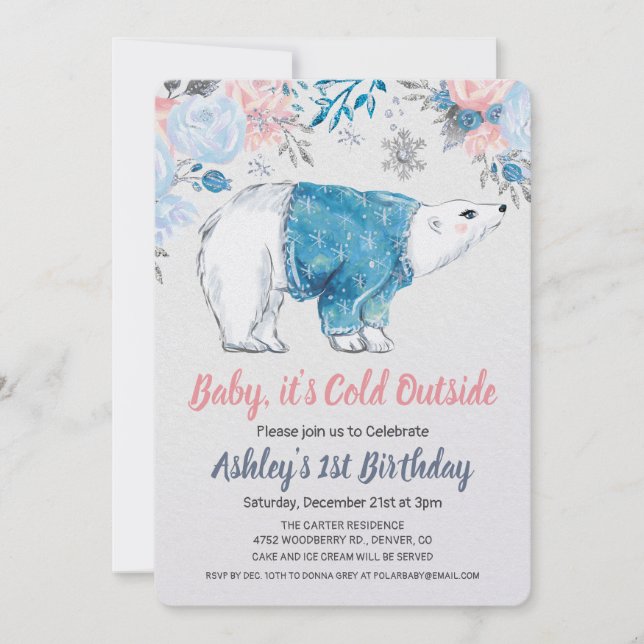 QUALQUER IDADE - Convite de Aniversário Floral do  (Frente)