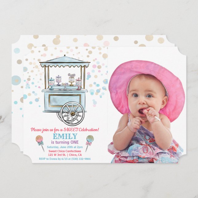 QUALQUER IDADE - Convite de Aniversário para Compr (Frente/Verso)