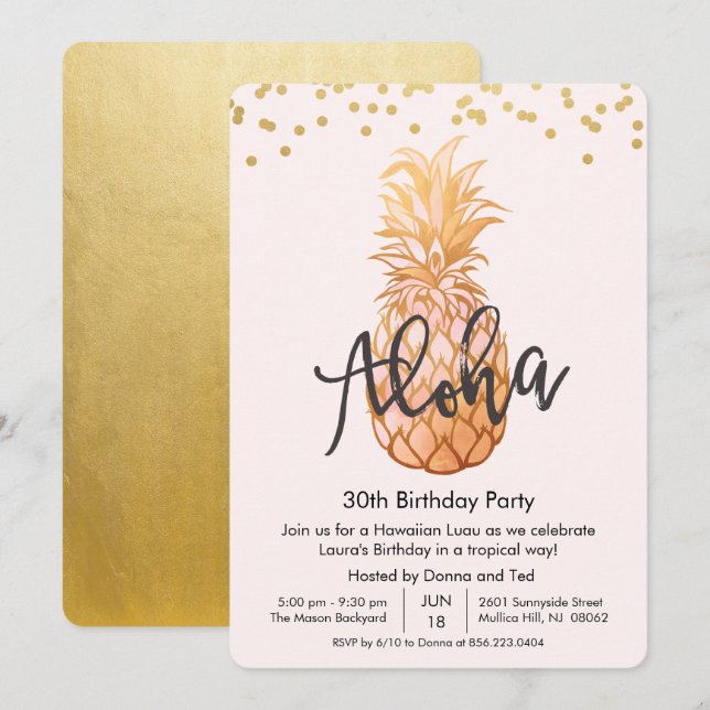 QUALQUER IDADE - Convite de Festa de Aniversário A (Frente/Verso)
