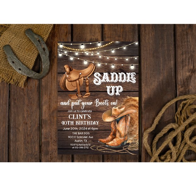 QUALQUER IDADE - Convite de Western Saddle Up (Criador carregado)