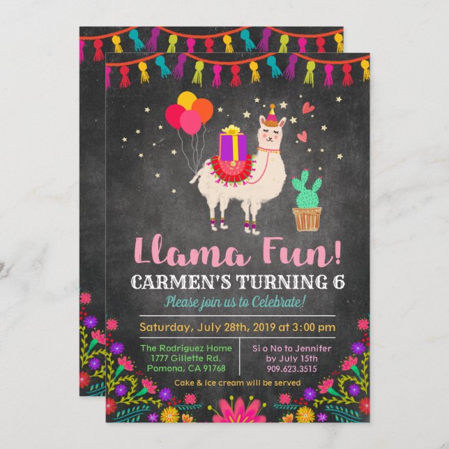 QUALQUER IDADE - Convite Floral de Aniversário de  (Frente/Verso)