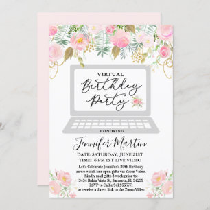 QUALQUER IDADE - Convite Floral de Festa de aniver