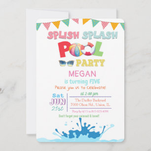 QUALQUER IDADE - Convite para Festa na Piscina Spl