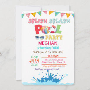 QUALQUER IDADE - Convite para Festa na Piscina Spl