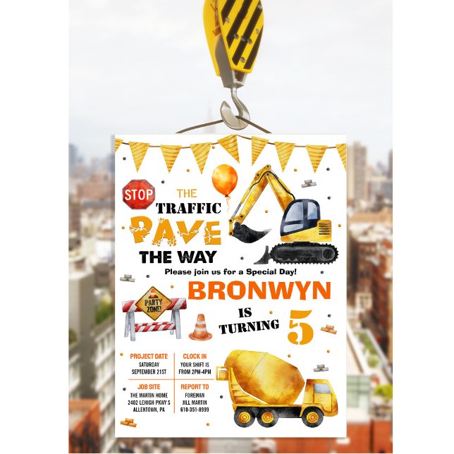 QUALQUER IDADE - Em Construção Convite Aniversário (Criador carregado)