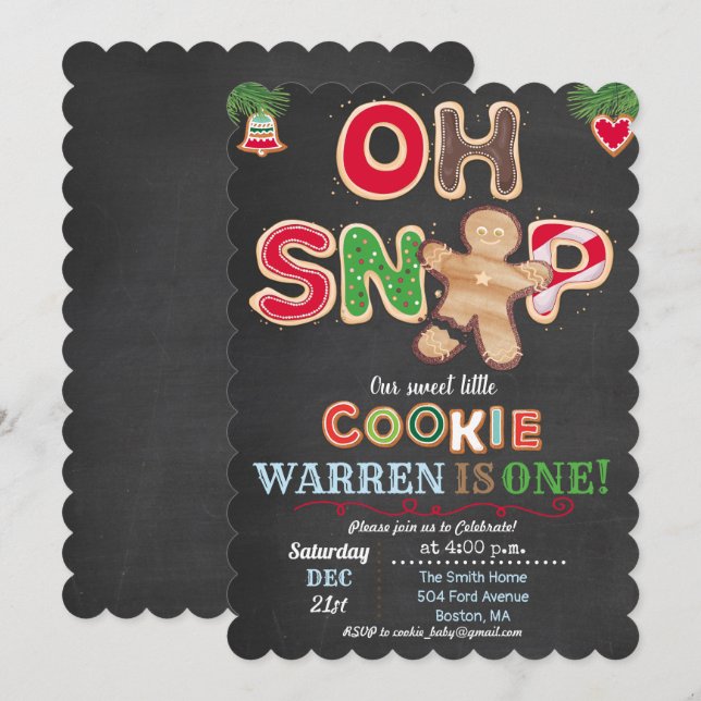 QUALQUER IDADE - Oh Snap Gingerbird Convite de Ani (Frente/Verso)