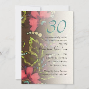 Qualquer Número de Aniversário Convite Floral