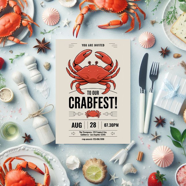 Qualquer ocasião, Convite de festas de festas de c (Any occasion Crab Fest Party Invitation)