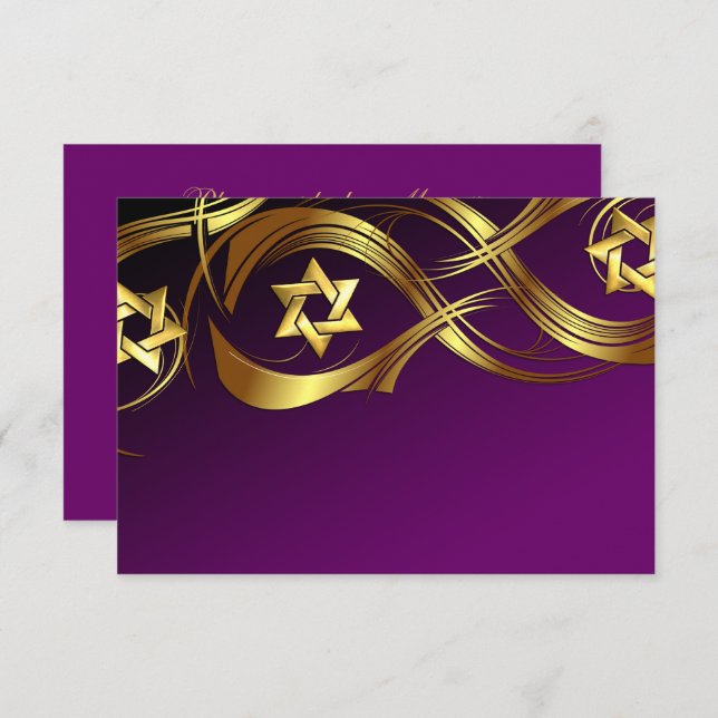 Qualquer Ouro de cor - Swag Bat Mitzvah RSVP (Frente/Verso)