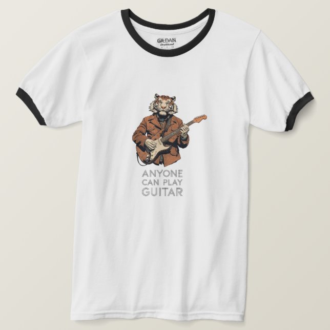 qualquer um pode tocar camiseta de guitarra (Frente do Design)