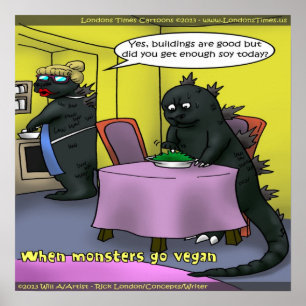 Quando Monstros Vão Vegan Engraçado Poster