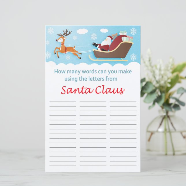 Quantas palavras você pode fazer de Sanda Claus (Em pé/Frente)