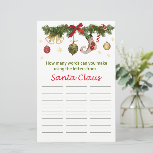 Quantas palavras você pode fazer de Sanda Claus (Em pé/Frente)