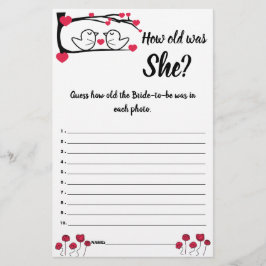 Quantos anos ela tinha? Pássaro de Amor do Cartão