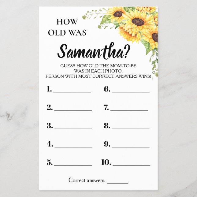 Quantos anos ela tinha um cartão de jogo bilíngue  (Frente)