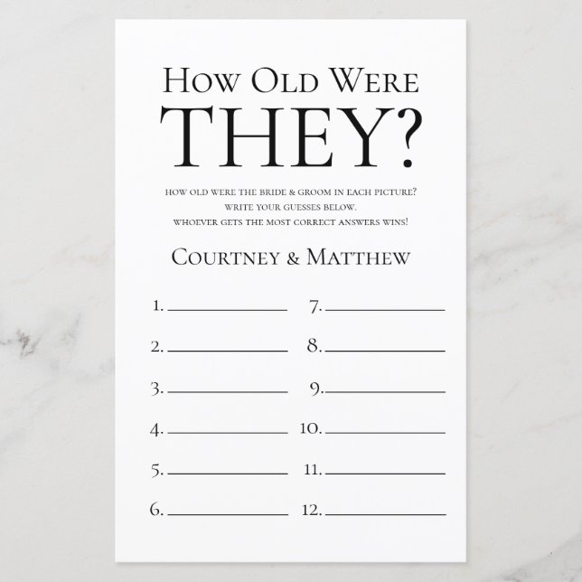 Quantos Anos Elas Tinham Jogo do Chá de Noiva (Frente)