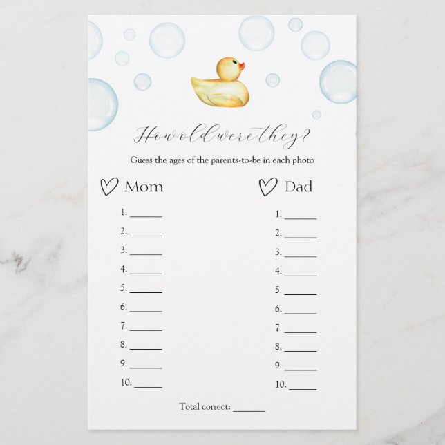 Quantos Anos Eles Tinham O Jogo De Chá de fraldas  (Frente)