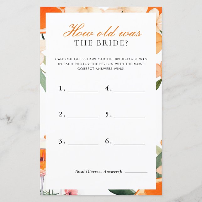 Quantos Anos Tinha a Noiva Aperol Spritz Chá de No (Frente)