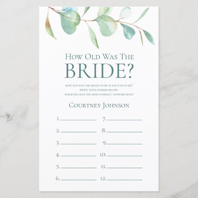 Quantos Anos Tinha A Noiva Eucalyptus (Frente)