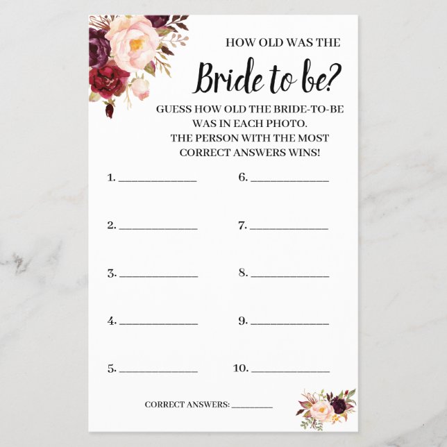 Quantos anos tinha o Cartão de Jogo de Chá das Flo (Frente)