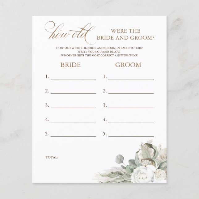Quantos Anos Tinham O Jogo De BRIDE E GROOM (Frente)
