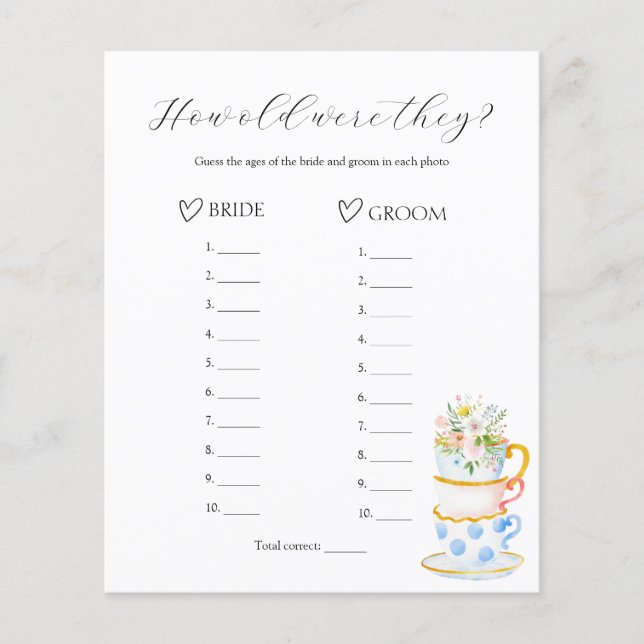 Quantos Anos Tinham O Jogo De Chá de panela (Frente)