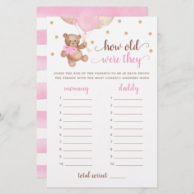 Quantos Anos Tinham O Jogo Do Chá de fraldas (Frente/Verso)