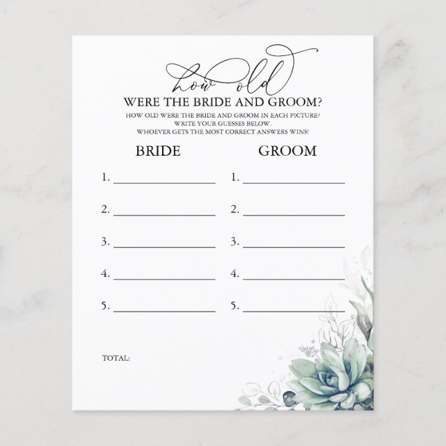 Quantos Anos Tinham os NOIVOS Jogo (Frente)