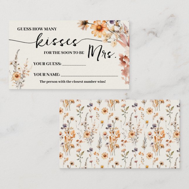 Quantos beijos da Sra. Cartão de Jogo Quantas Flor (Frente/Verso)